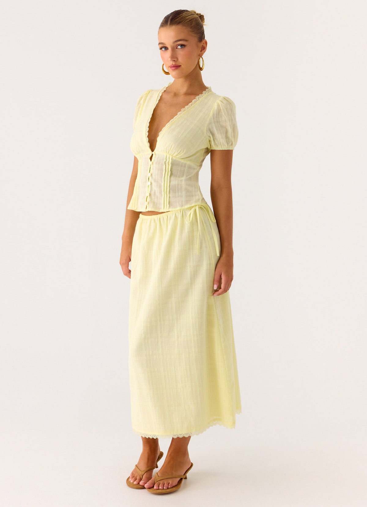 Sweet Lullaby Midi Skirt - Lemon Yellow