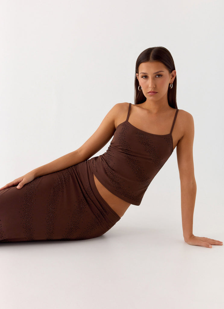 Sweet Sky Beaded Top - Chocolate