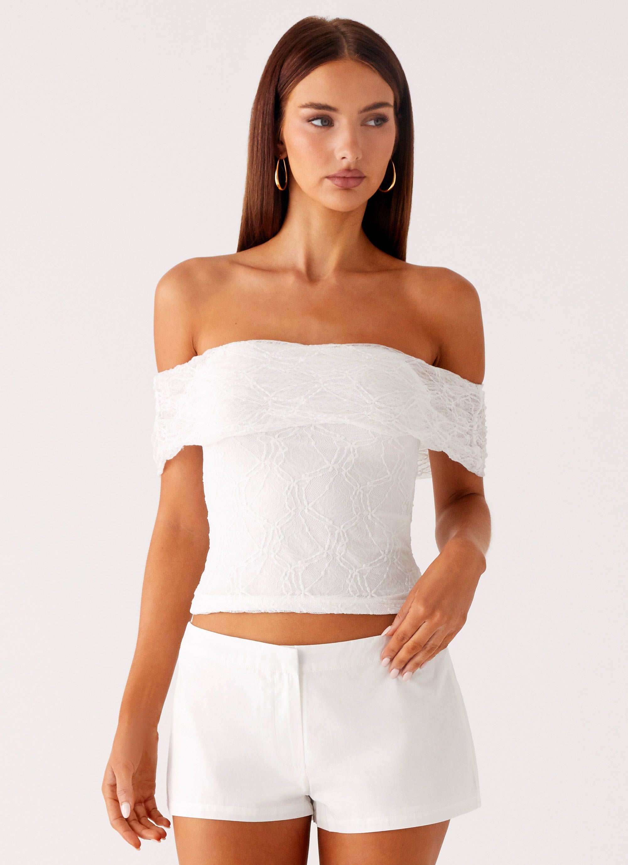 Tabby Off Shoulder Top White Peppermayo US Tabby Off Shoulder Top White Peppermayo US