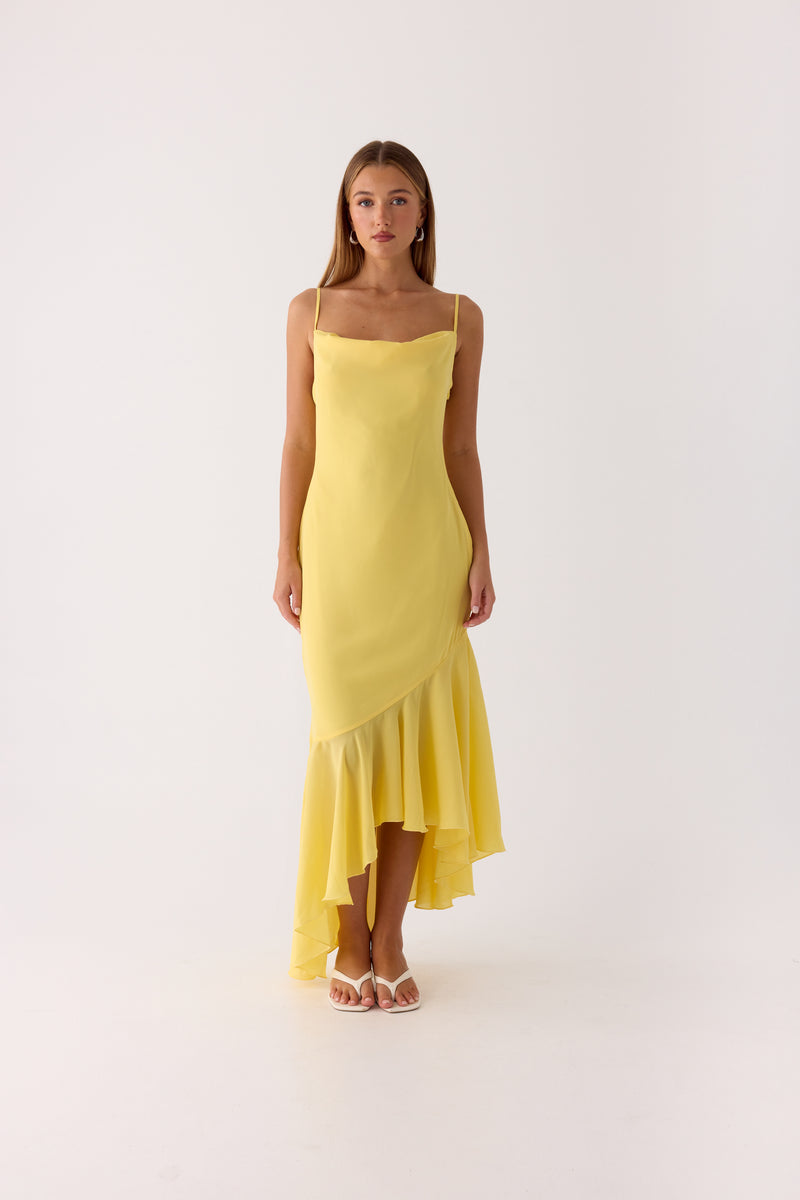 Talindra Midi Dress - Bright Lemon