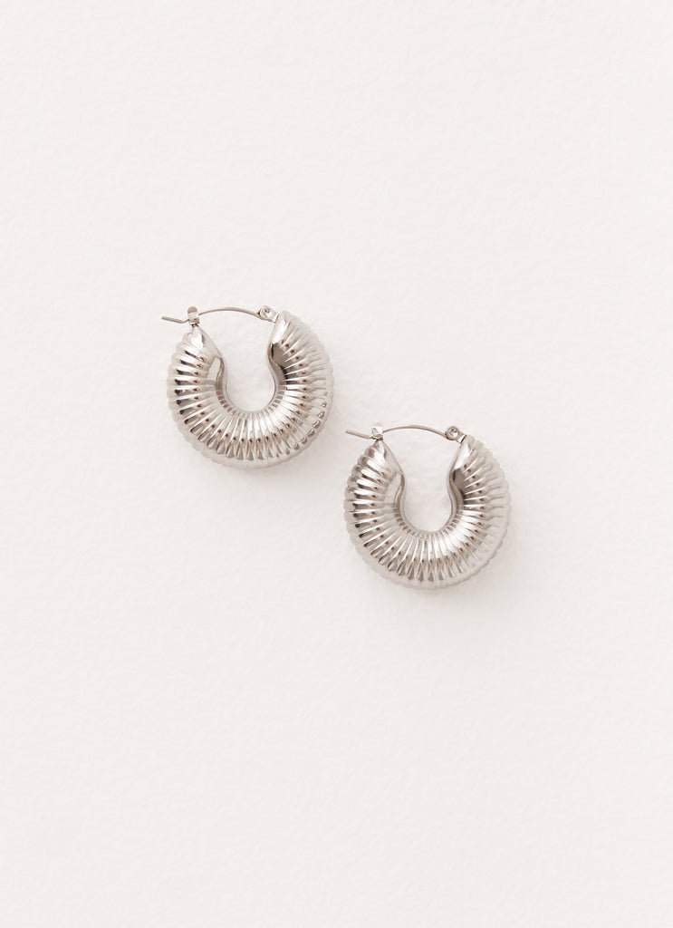 Talk To Me Hoop Earrings - Silver