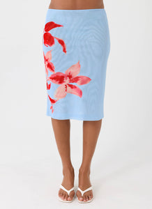 Tamia Midi Skirt - Blue Petal
