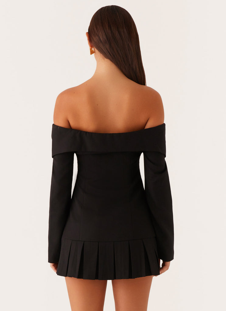 Tarlisha Off Shoulder Long Sleeve Mini Dress - Black Peppermayo US Tarlisha Off Shoulder Long Sleeve Mini Dress - Black Peppermayo US