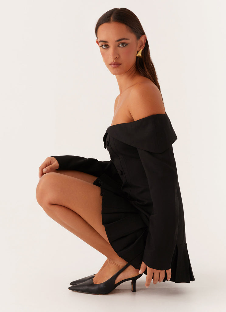 Tarlisha Off Shoulder Long Sleeve Mini Dress - Black Tarlisha Off Shoulder Long Sleeve Mini Dress - Black
