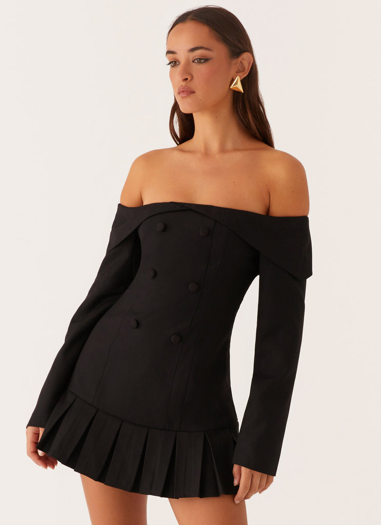 Tarlisha Off Shoulder Long Sleeve Mini Dress - Black Tarlisha Off Shoulder Long Sleeve Mini Dress - Black