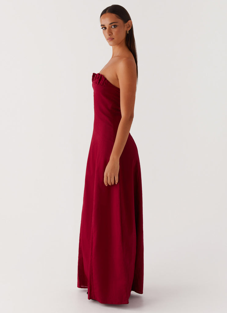 Tayla Linen Maxi Dress - Red