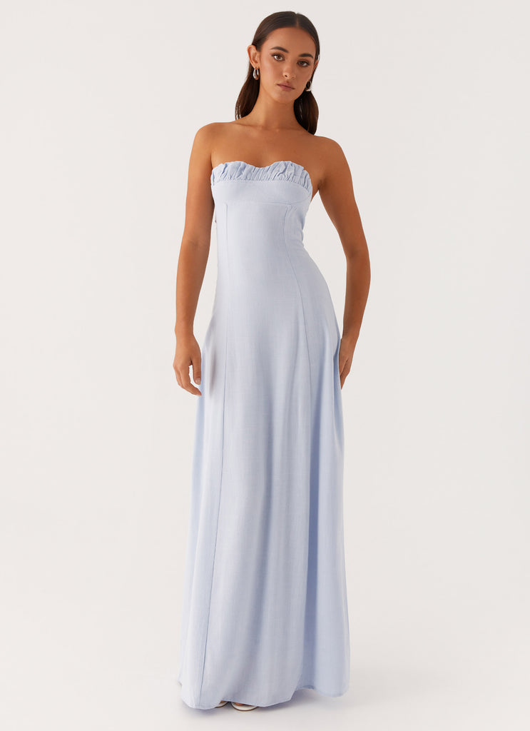 Tayla Linen Maxi Dress - Blue