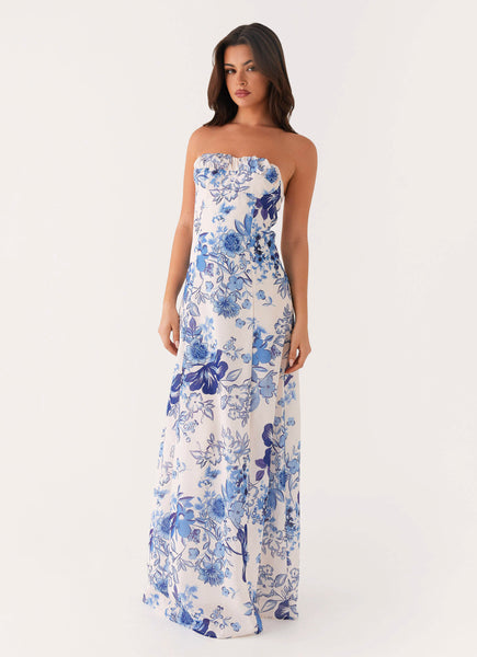Tayla Linen Maxi Dress - Serene Sky Floral Tayla Linen Maxi Dress - Serene Sky Floral