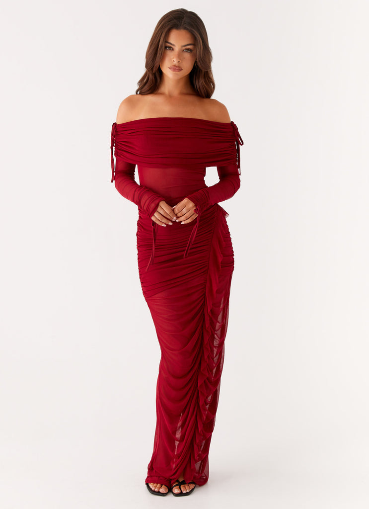 Teala Mesh Maxi Dress - Red Teala Mesh Maxi Dress - Red