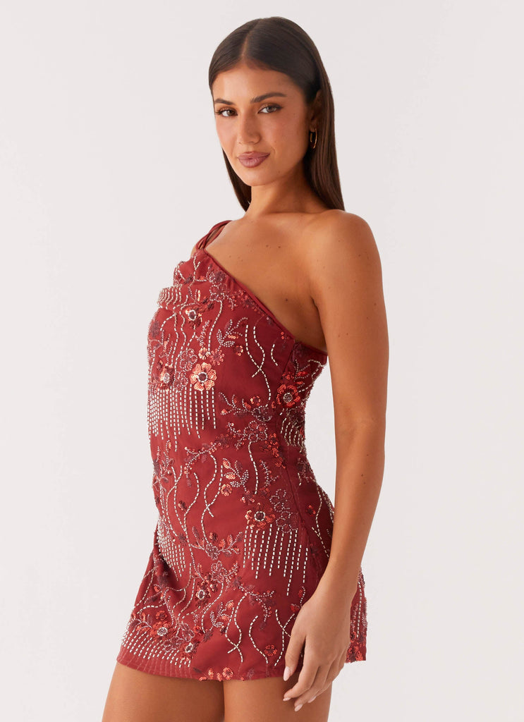 Temptational Beaded One Shoulder Mini Dress Temptational Beaded One Shoulder Mini Dress