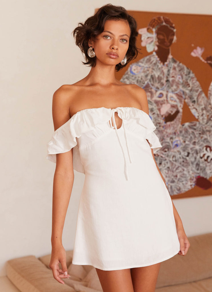 Texas Sun Linen Mini Dress - White Peppermayo US Texas Sun Linen Mini Dress - White Peppermayo US