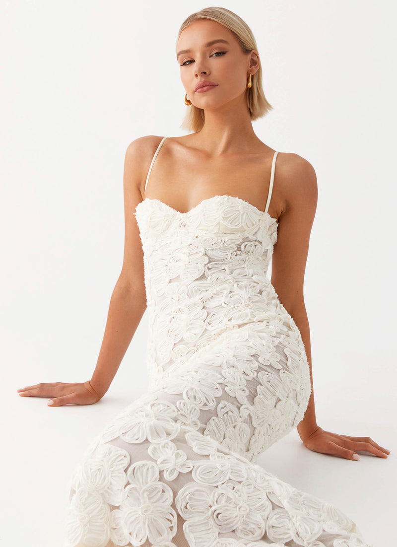 Womens That Girl Maxi Dress in the colour Ivory in front of a light grey background