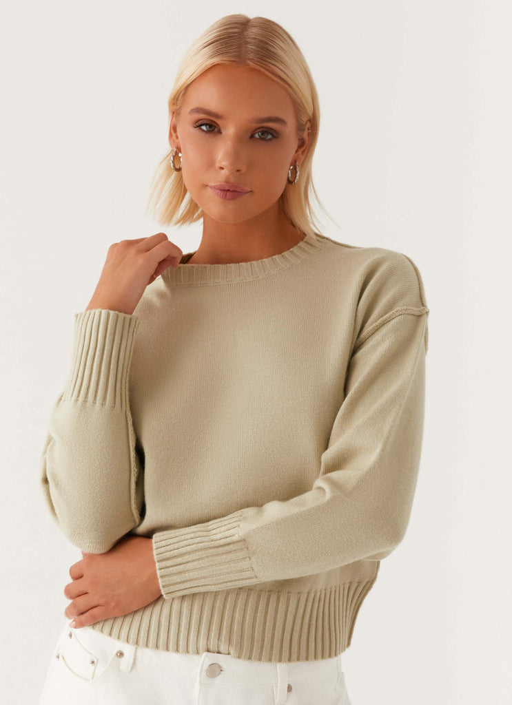 Thelma Oversized Knit Sweater - Pastel Green