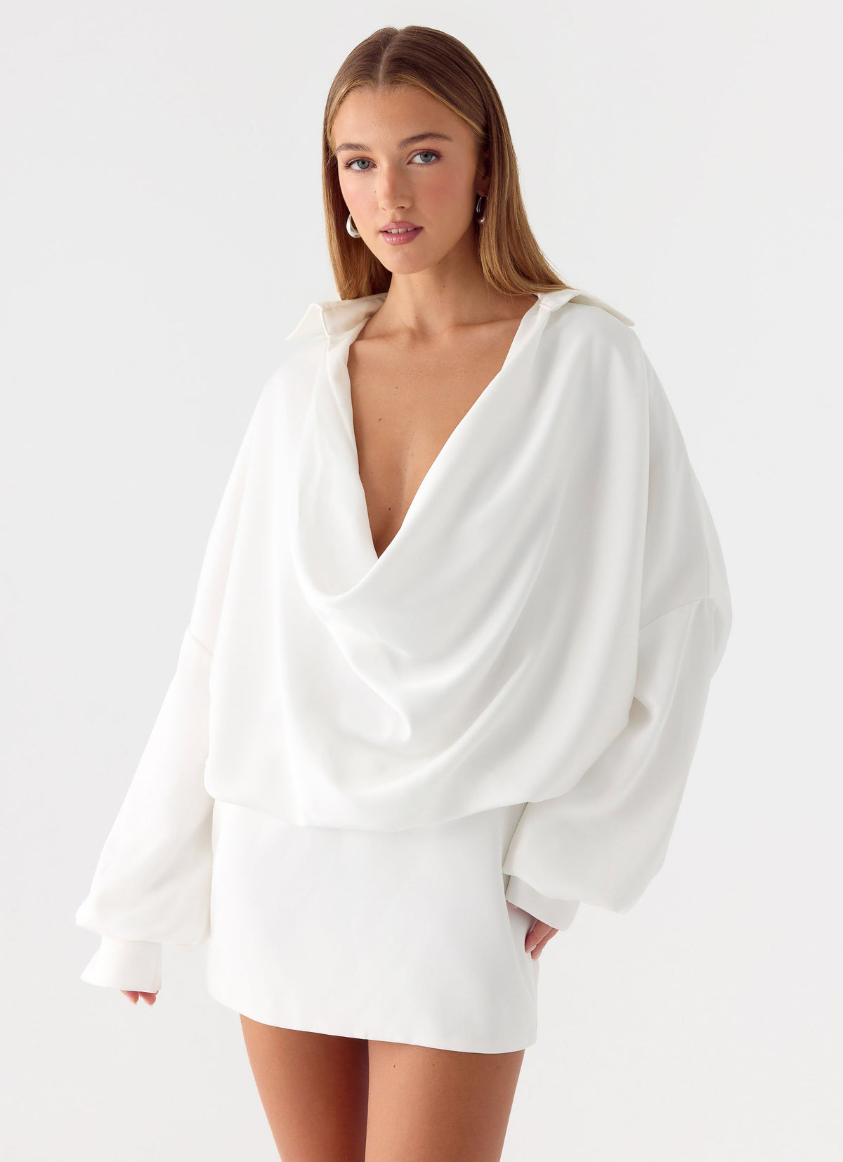 white silk mini dress Romance Ruffle Mini Dress, in Ivory Luxe Satin, Size: XS To maintain the quality of the fabric White Satin Mini Dresses |
