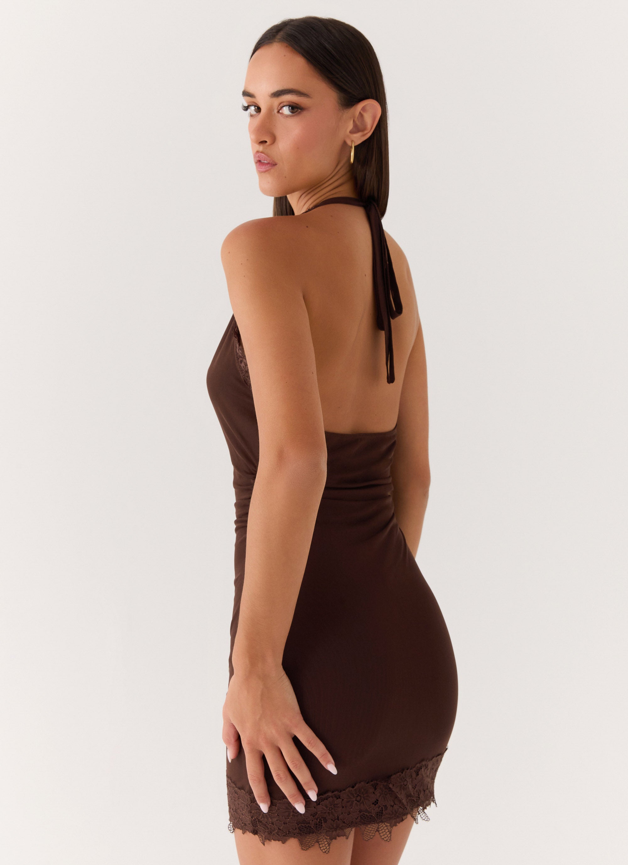 knee length dresses for ladies Black Off Shoulder Long Sleeve Lace Up Mini Dress main image 0