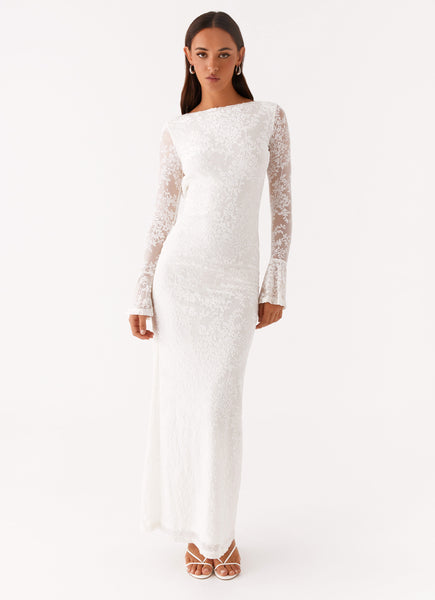 plum long dress Reid Plum Long-Sleeve Gathered Maxi Dress – Club L London main image 0