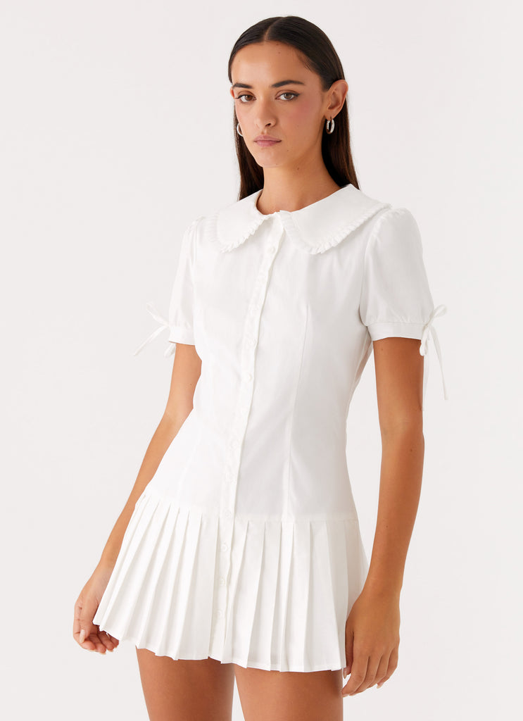 To Us Pleated Mini Dress - White Peppermayo US To Us Pleated Mini Dress - White Peppermayo US