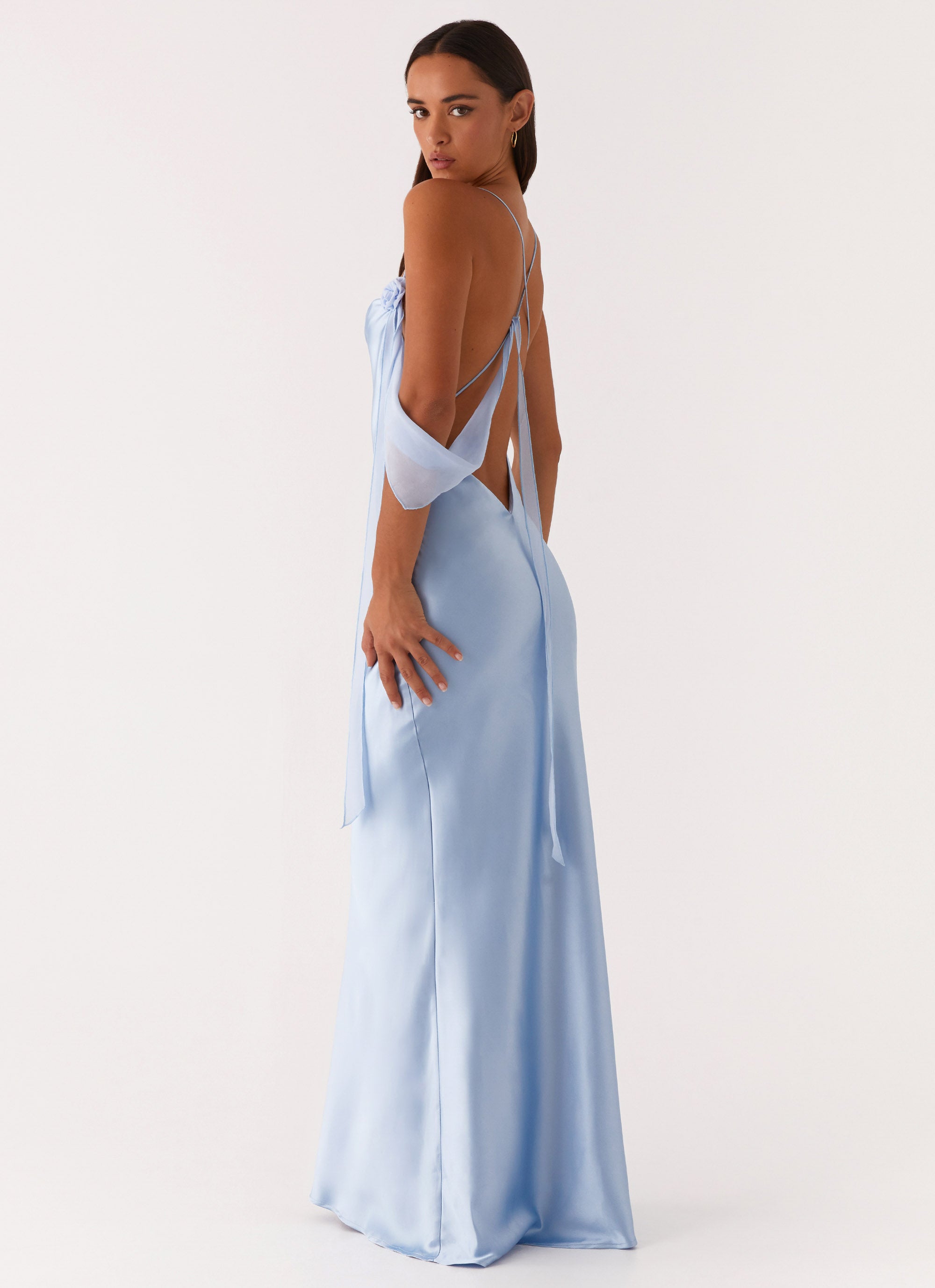 Too Sweet Satin Maxi Dress - Blue Too Sweet Satin Maxi Dress - Blue
