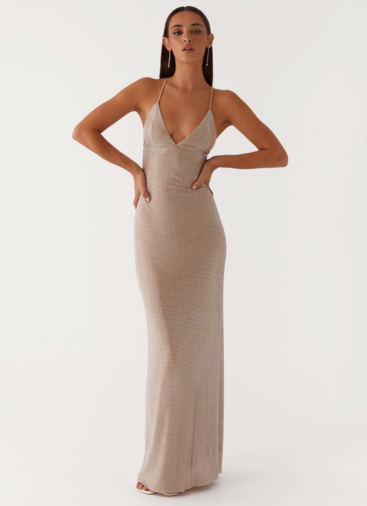 Tula Beaded Mesh Maxi Dress - Silver Diamante Peppermayo US Tula Beaded Mesh Maxi Dress - Silver Diamante Peppermayo US
