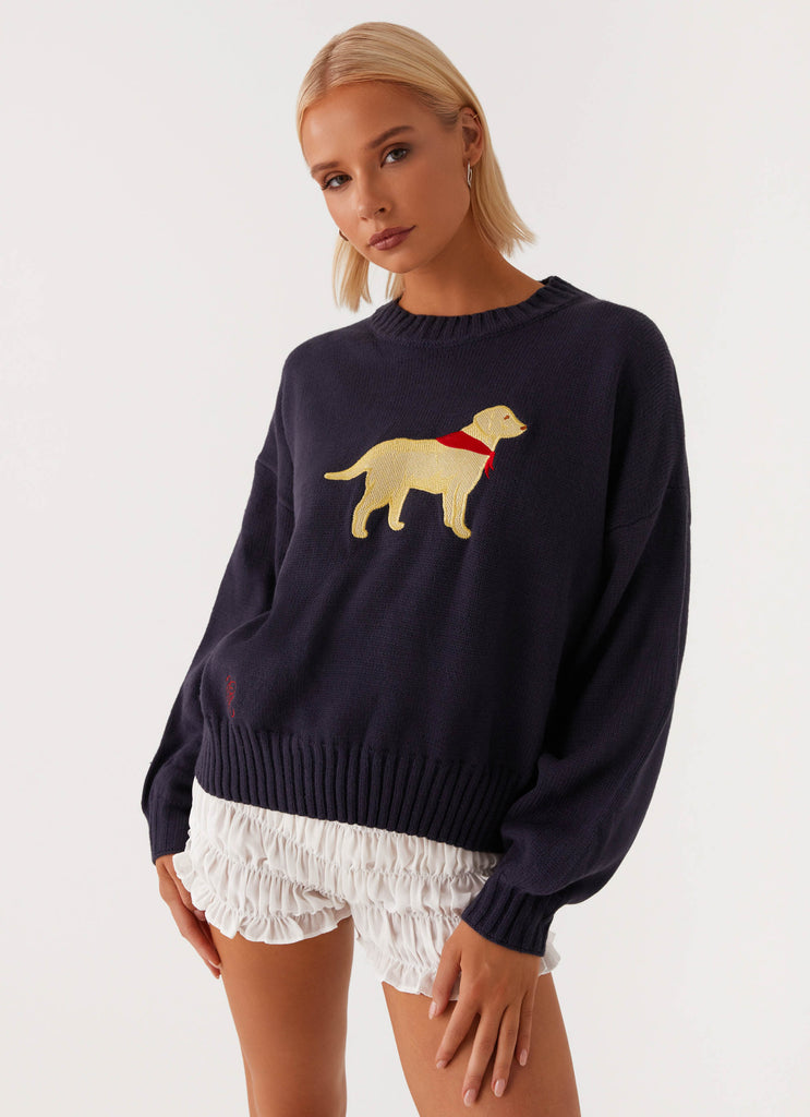 Twister Oversized Knit Sweater - Navy