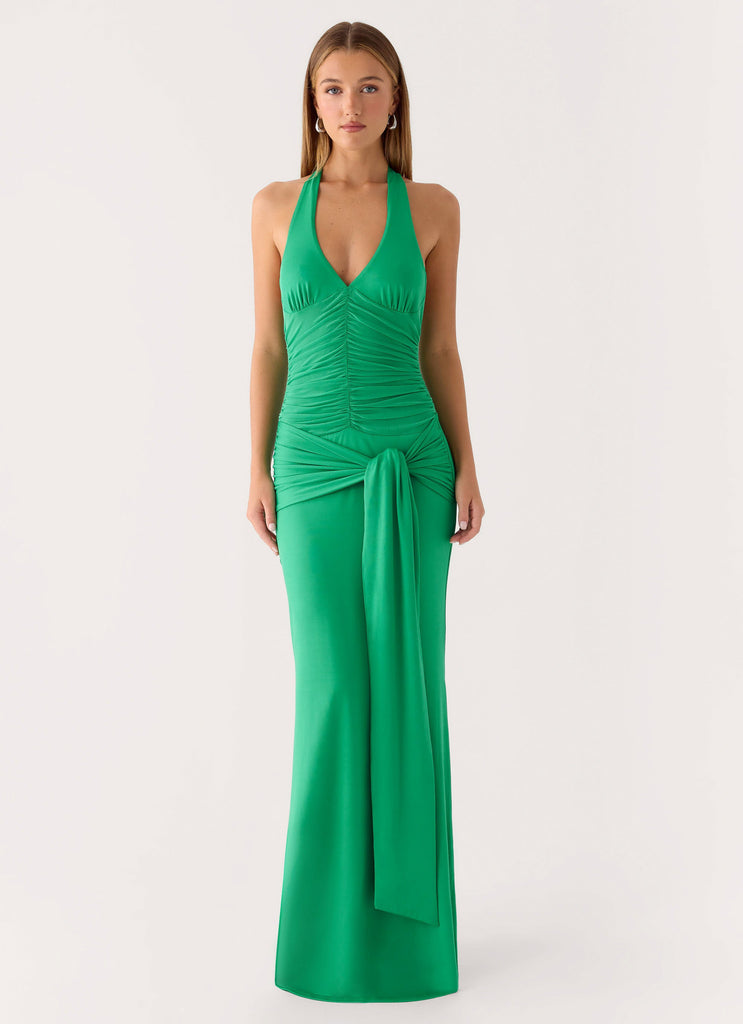 emerald green halter neck dress Raleigh Halter neck Tie Dress- Emerald Green main image 0
