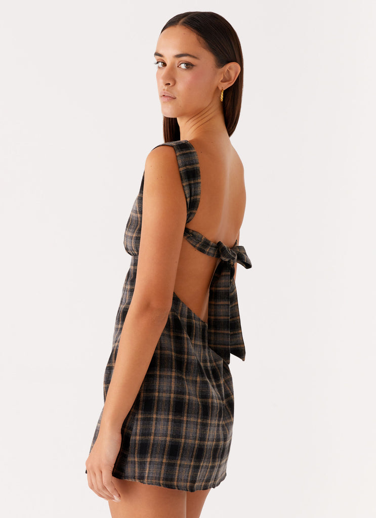 Vella Mini Dress - Brown Check Peppermayo US Vella Mini Dress - Brown Check Peppermayo US