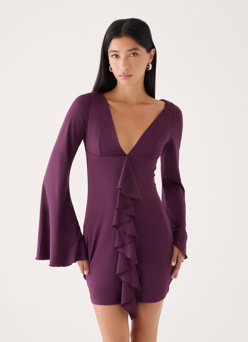 Velocity Jersey Mini Dress - Eggplant