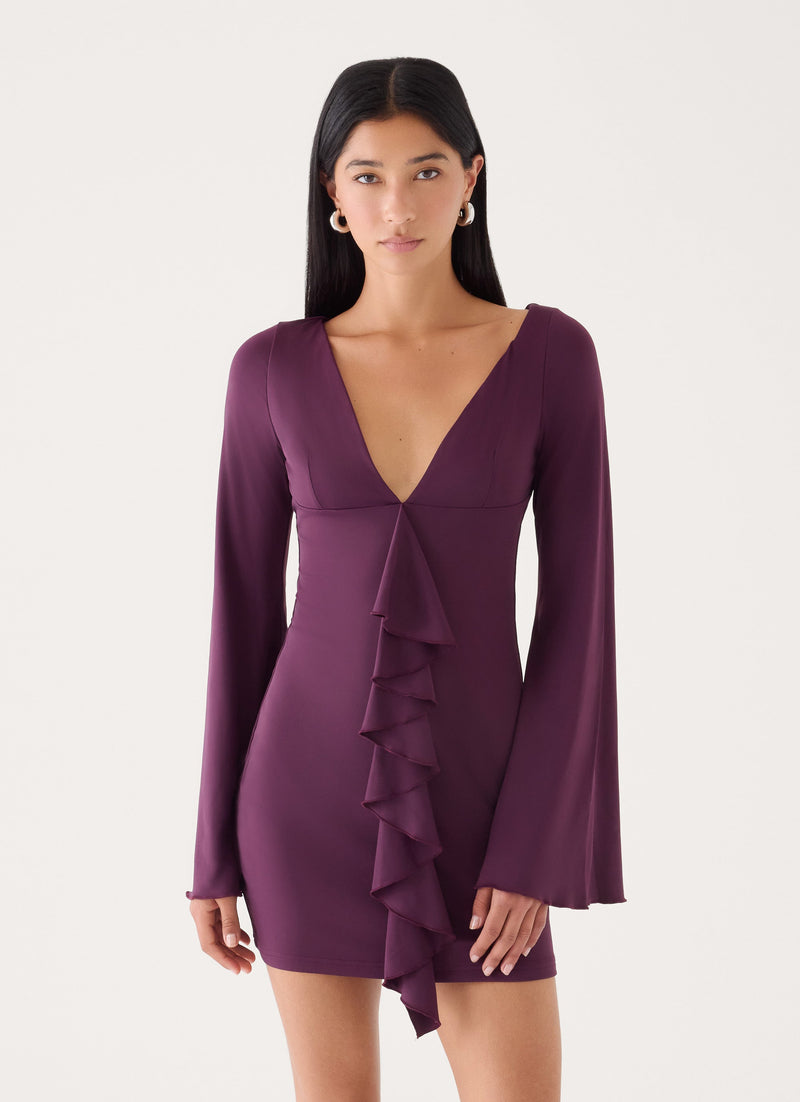 Velocity Jersey Mini Dress - Eggplant