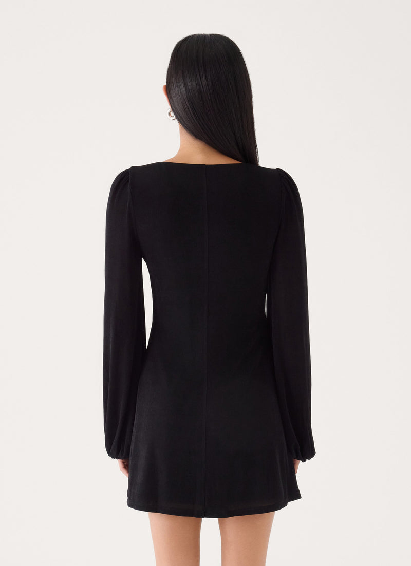 Venus Affair Long Sleeve Mini Dress - Black