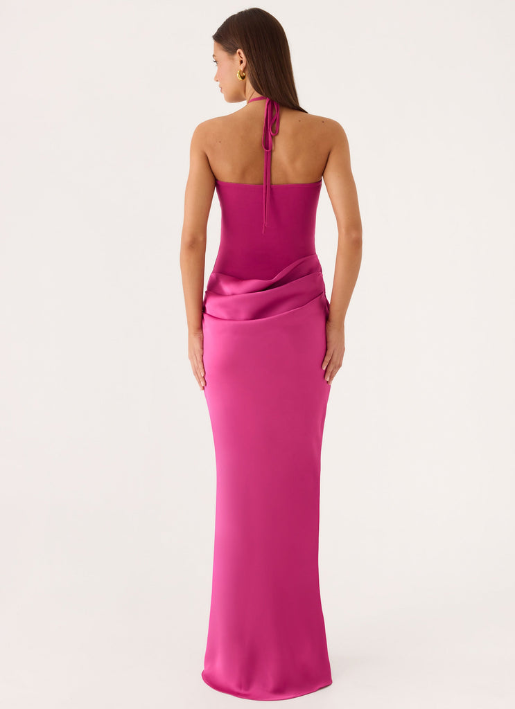berry satin dress Cowl Satin Floor-Length Formal Sheath Dress Amoris T826 The Dress Outlet