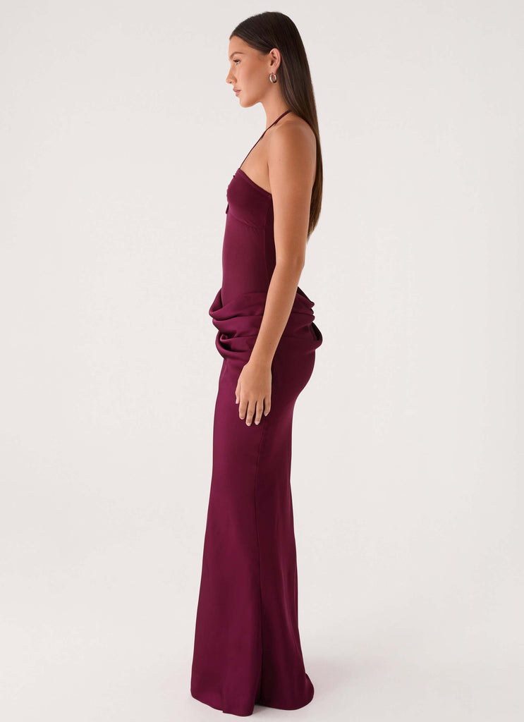 fireproof halter maxi dress plum Verner Halter Maxi Dress