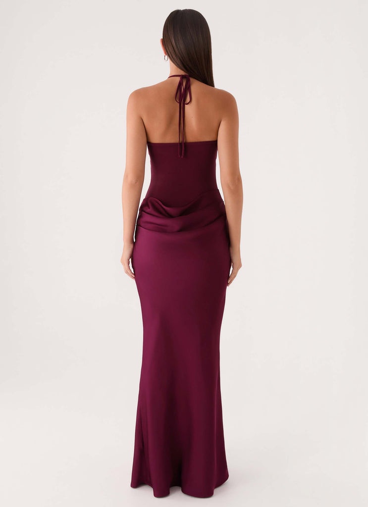 Verner Halter Maxi Dress - Plum  Peppermayo US