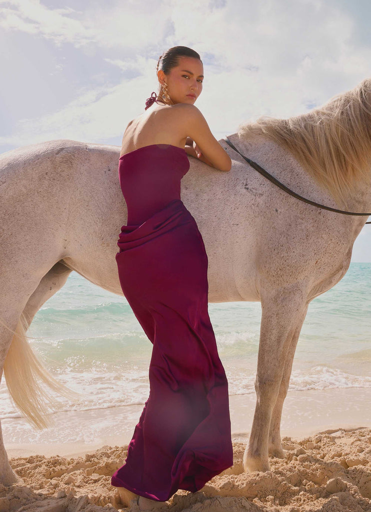 Verner Halter Maxi Dress - Plum Plum / US 6 Verner Halter Maxi Dress - Plum Plum / US 6