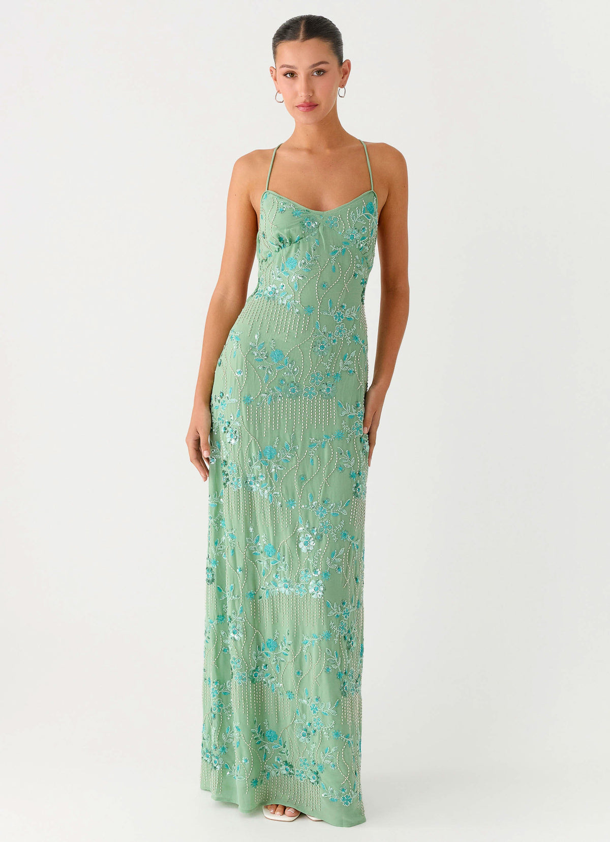 mint sequin dress City Lights Emerald Green Dress, Large - The Julep Boutique The deep V Vietta Sequin Cami Maxi Dress