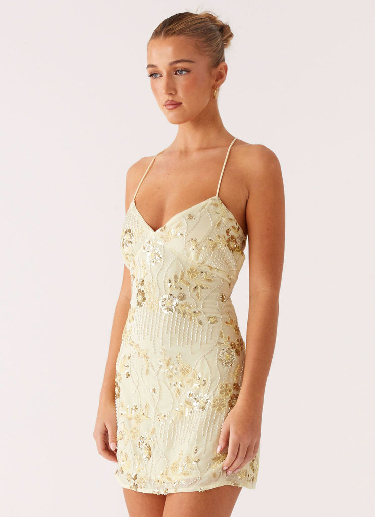Vietta Sequin Cami Micro Mini Dress - Yellow Yellow / US 16 Vietta Sequin Cami Micro Mini Dress - Yellow Yellow / US 16