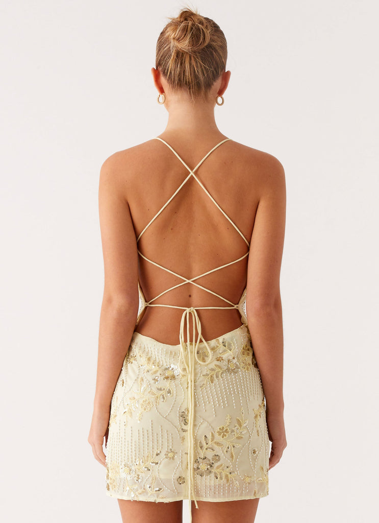 Vietta Sequin Cami Micro Mini Dress - Yellow Peppermayo US Vietta Sequin Cami Micro Mini Dress - Yellow Peppermayo US