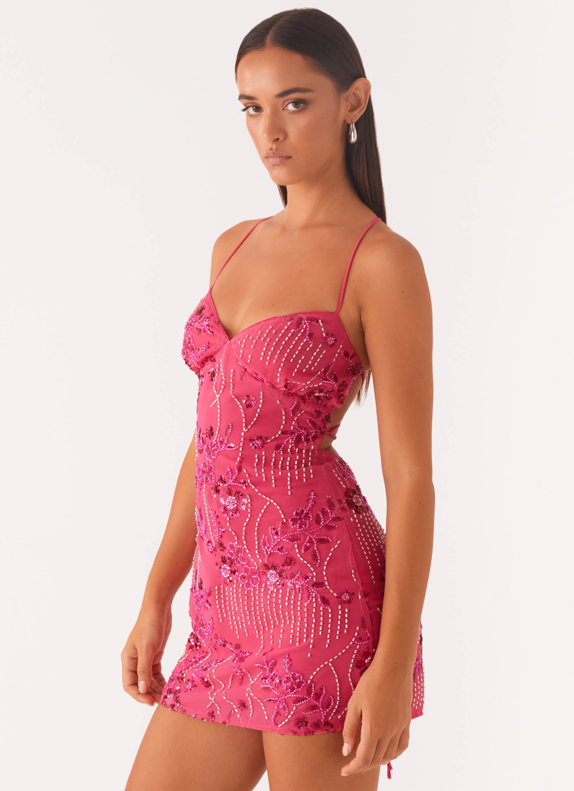 Vietta Sequin Cami Micro Mini Dress - Fuchsia Fuchsia / US 16 Vietta Sequin Cami Micro Mini Dress - Fuchsia Fuchsia / US 16