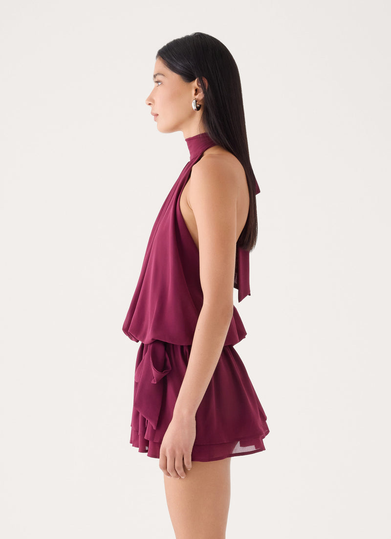 Vira Halter Mini Dress - Plum