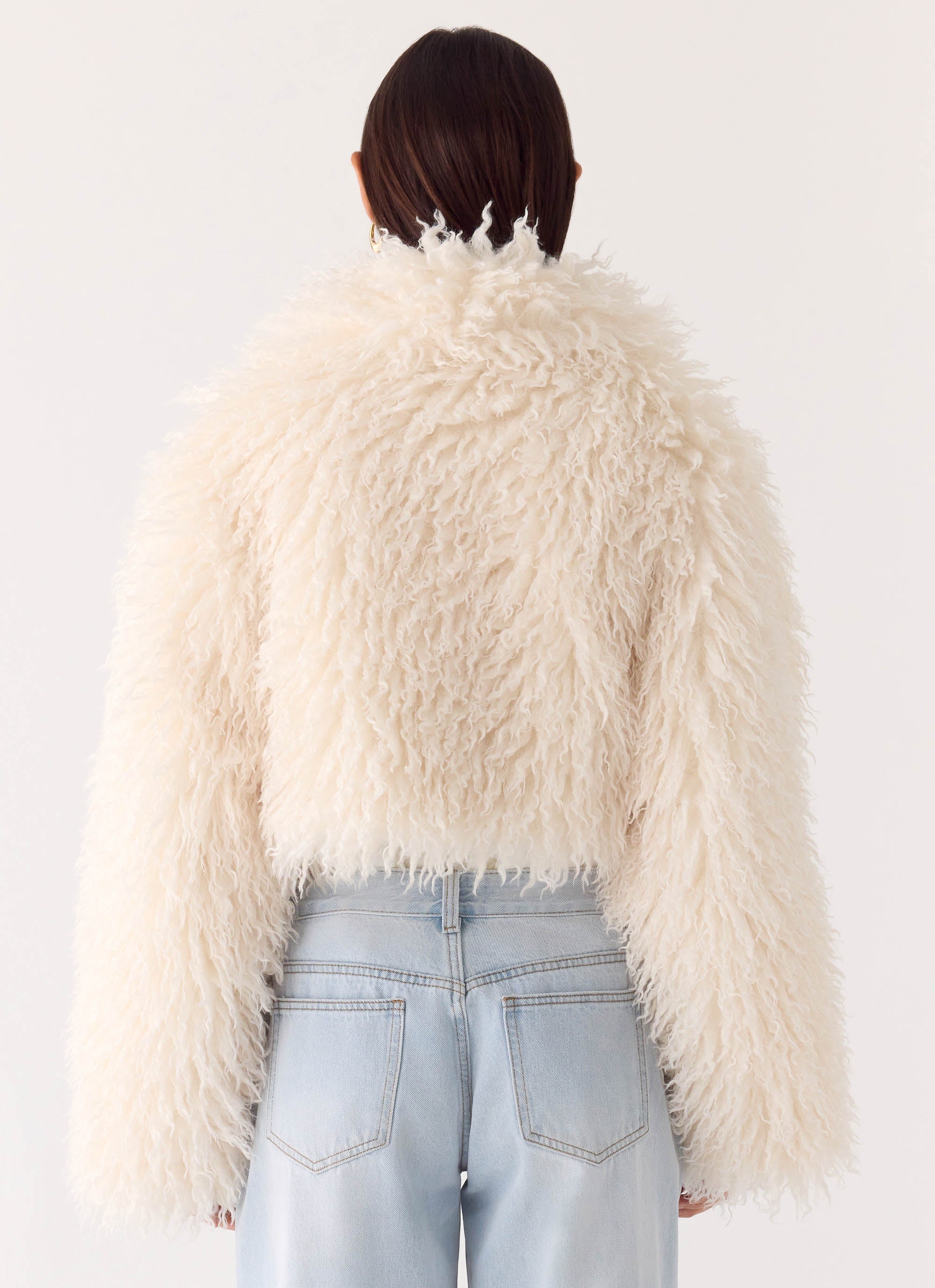 Virginia Cropped Faux Fur Jacket - Ivory – Peppermayo US
