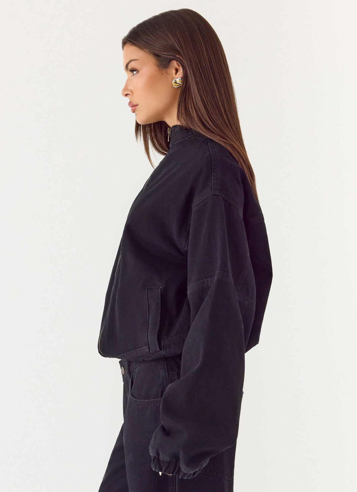 Waylon Denim Bomber Jacket - Black