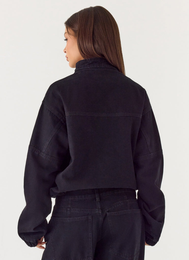 Waylon Denim Bomber Jacket - Black – Peppermayo US