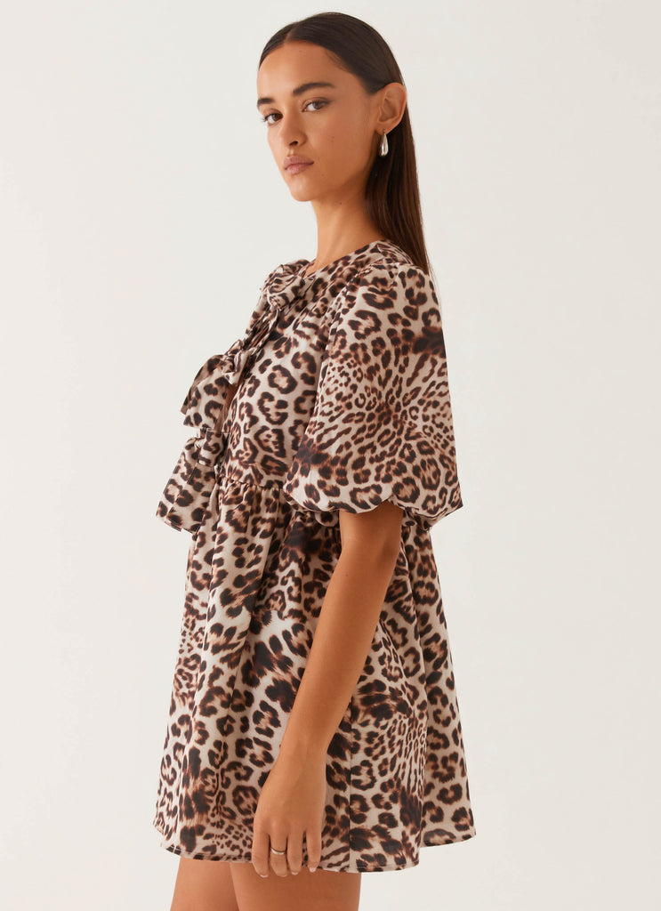Western Wind Tie Mini Dress - Leopard Peppermayo US Western Wind Tie Mini Dress - Leopard Peppermayo US
