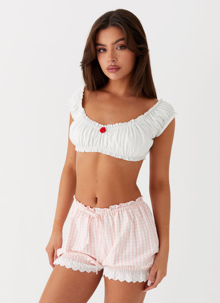 NOFFICIALNOFFICE ♥ LACE-TRIMMED PLEATED BERMUDA