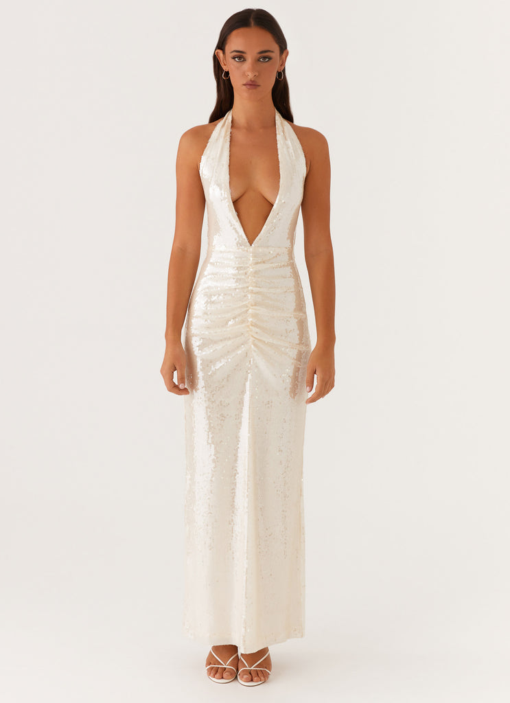 Whisked Away Halterneck Maxi Dress - White