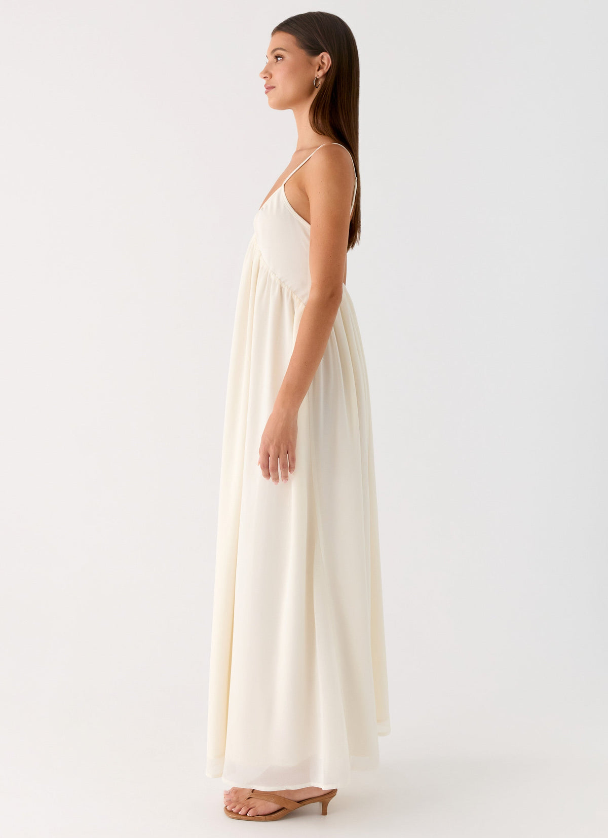 white chiffon dress maxi - Rosette Drop Waist Dress - Dress Joyofdress Exclusive Long Sleeve White Chiffon Long