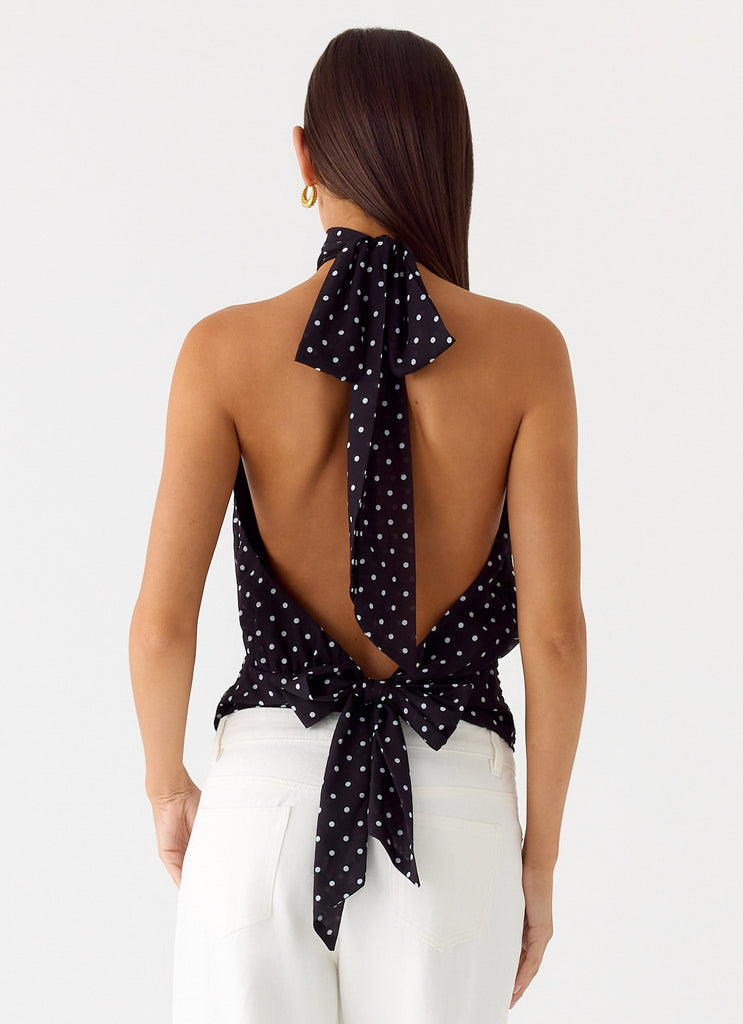 Willow Chiffon Top - Black Polkadot
