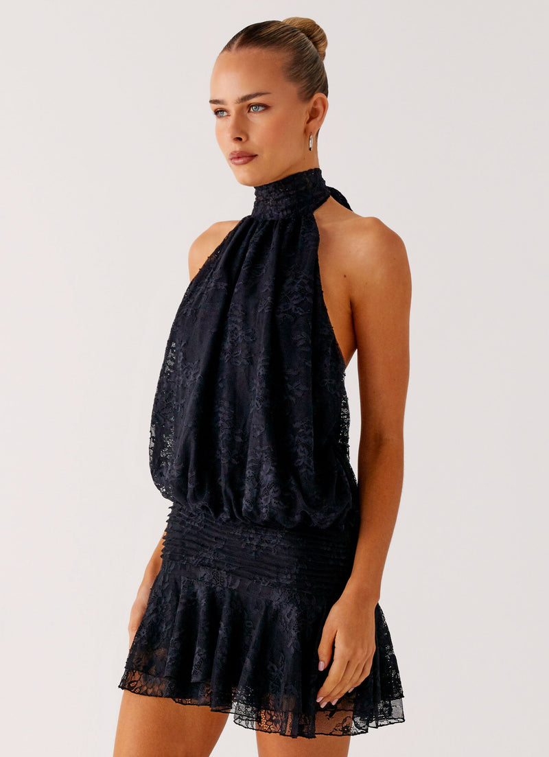 Willow Lace Mini Dress - Black Lace