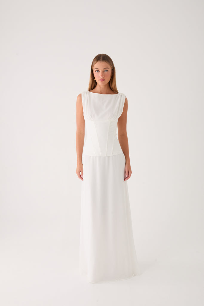 Winello Corset Maxi Dress - Off White