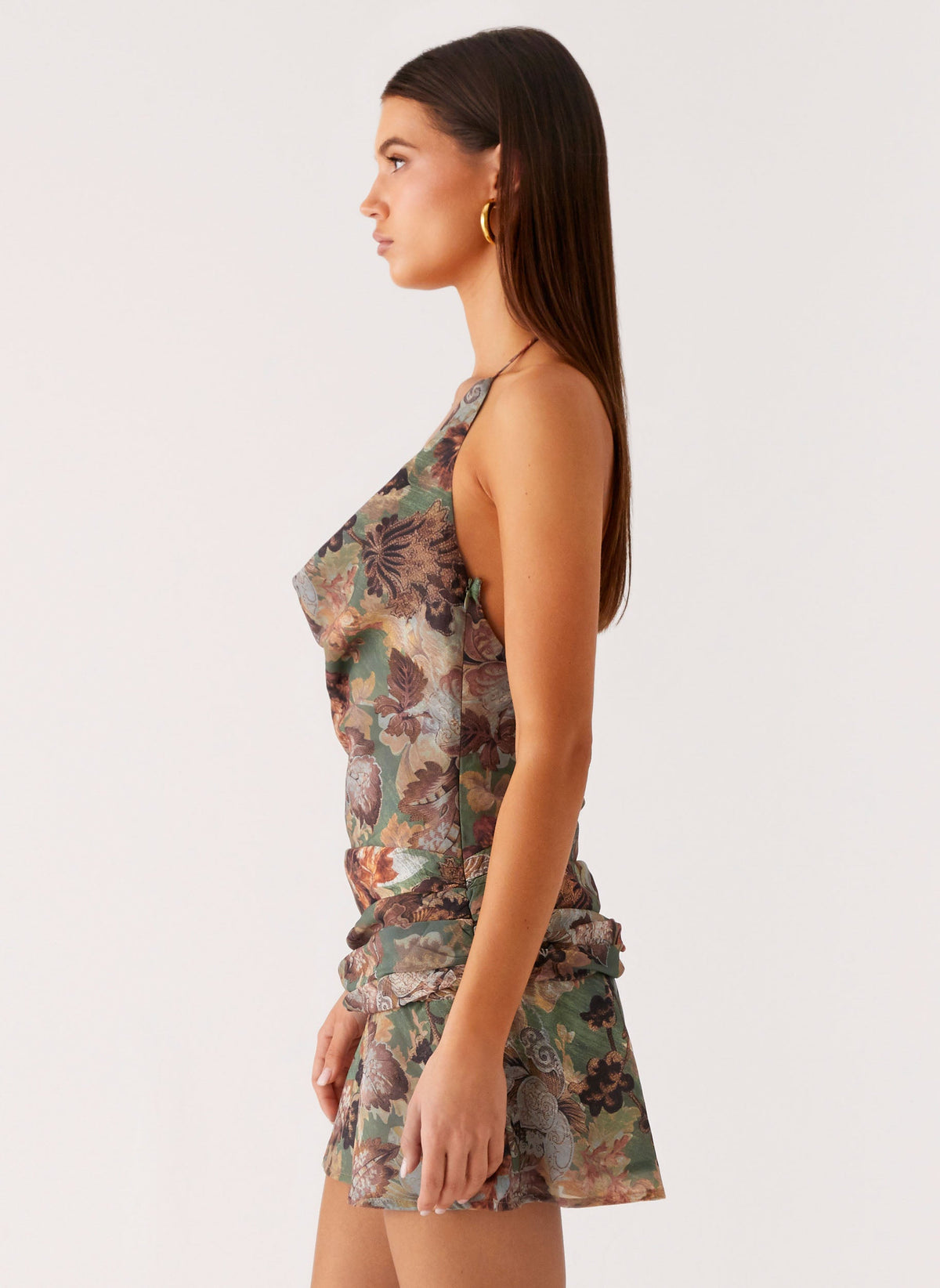 Wineweather Cowl Mini Dress