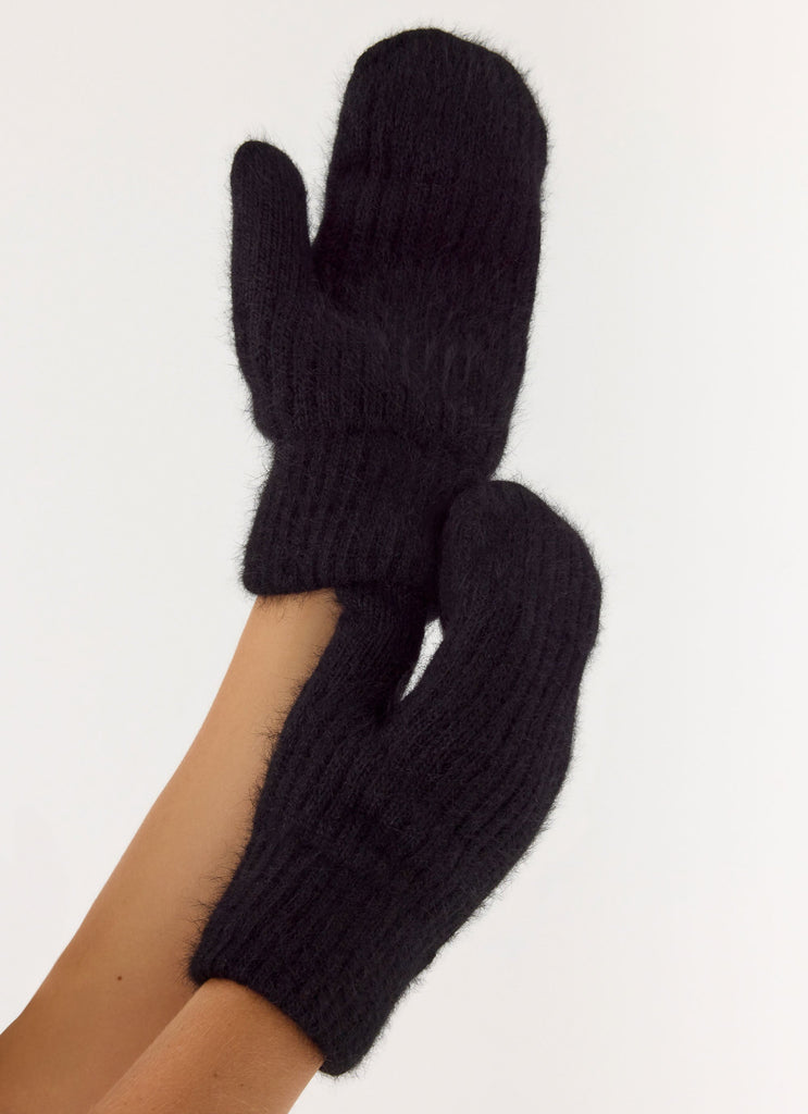 Winter Blaze Knit Mittens - Black